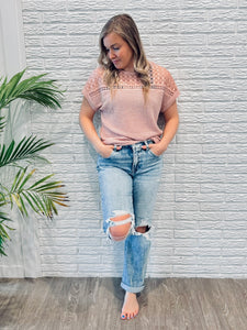 PREORDER Dejae Lace Waffle Top