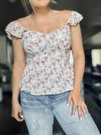 Sicily Floral Peplum Tank - SIZE MEDIUM