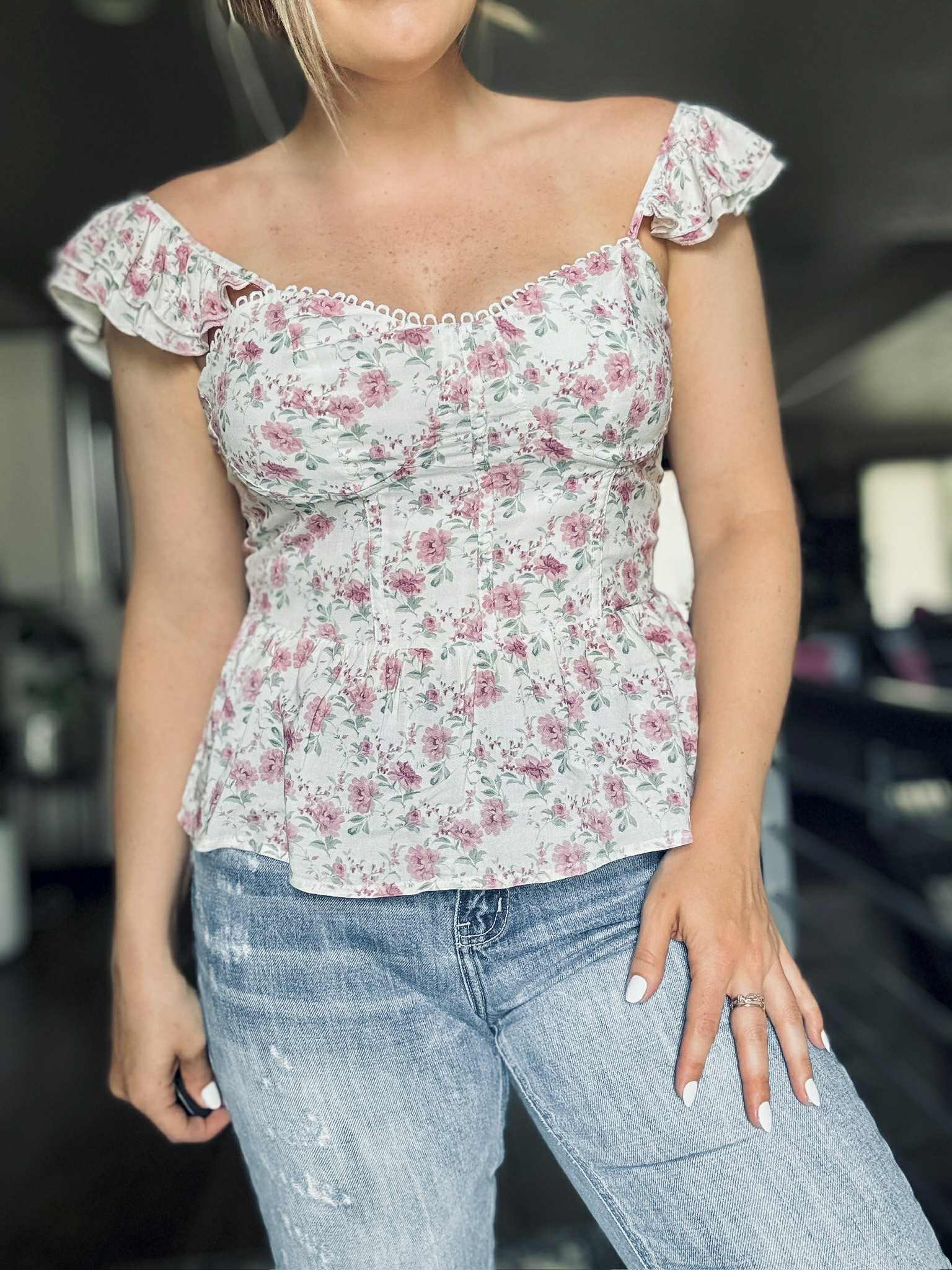 Sicily Floral Peplum Tank - SIZE MEDIUM