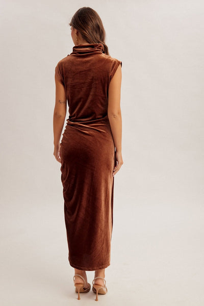 Lielle Velvet Midi Dress - Cocoa