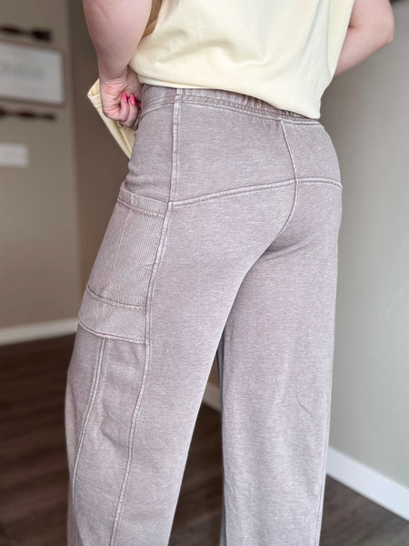 Laela French Terry Cargo Pant - Mocha