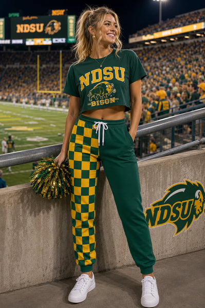 PREORDER Spiritwear Checkered Split Leg Bottom - NDSU BISON