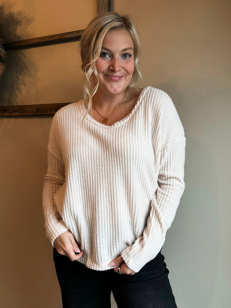 Baylor Waffle Knit Top - SIZE LARGE