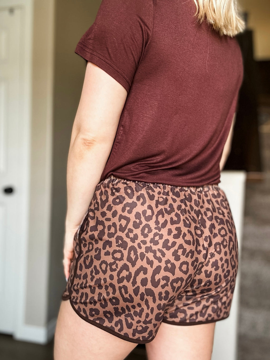 Aari Drawstring Shorts - Coco Leopard - SIZE LARGE