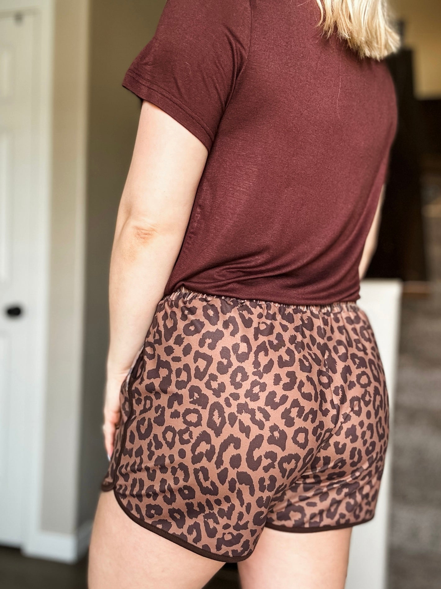 Aari Drawstring Shorts - Coco Leopard - SIZE LARGE