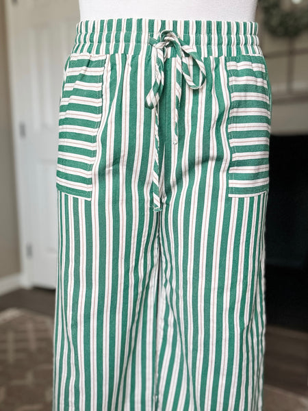 Santorini Stripe Wide Leg Pants - Green