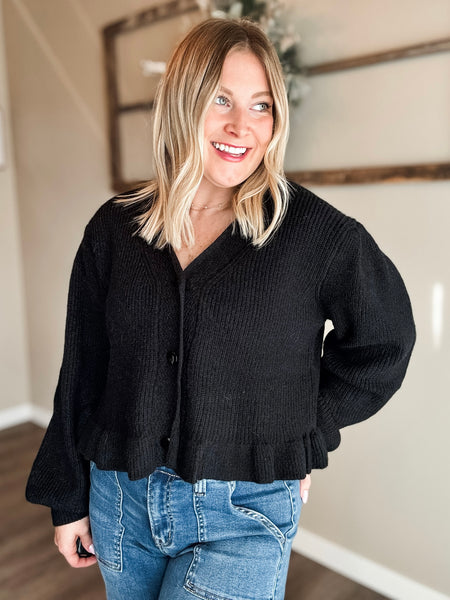 Minka Ruffle Sweater Cardigan
