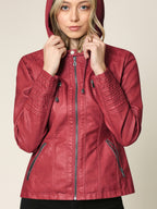 Ximena Faux Hooded Leather Jacket