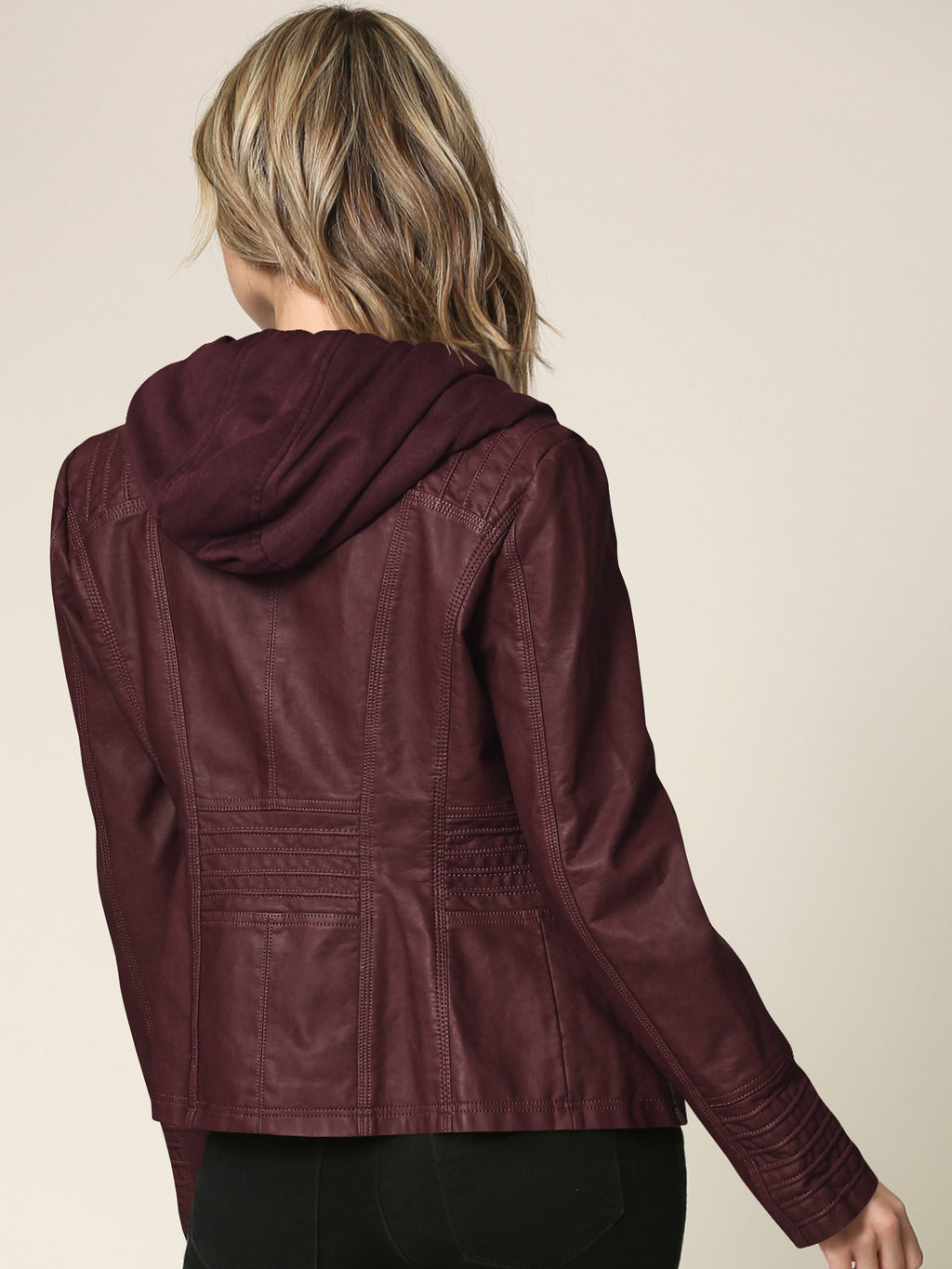 Ximena Faux Hooded Leather Jacket
