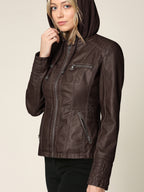 Ximena Faux Hooded Leather Jacket