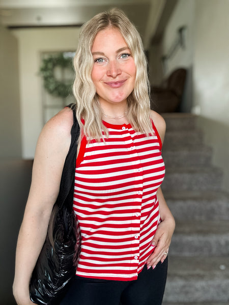 Orli Stripe Button Tank