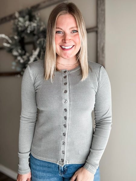 Sylvia Button Front Ribbed Top
