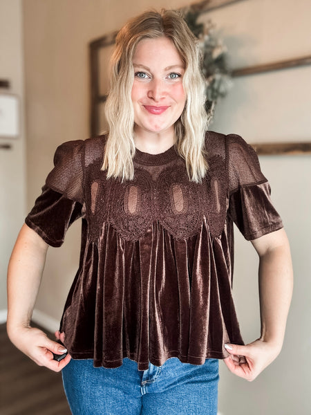 Cambri Velvet Babydoll Top