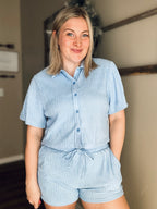 Del Mar Crinkle Loungewear Set - Blue