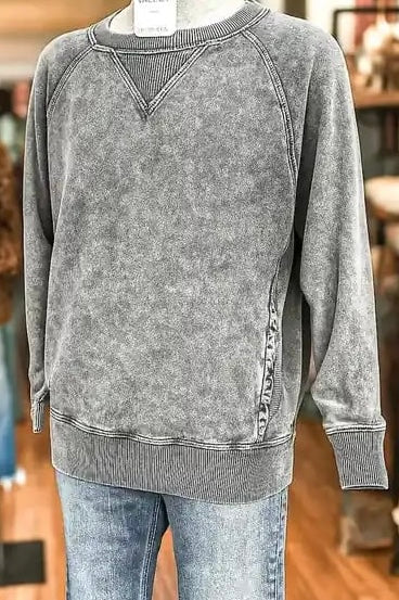 Torrance Mineral Wash Pullover - Ash Black