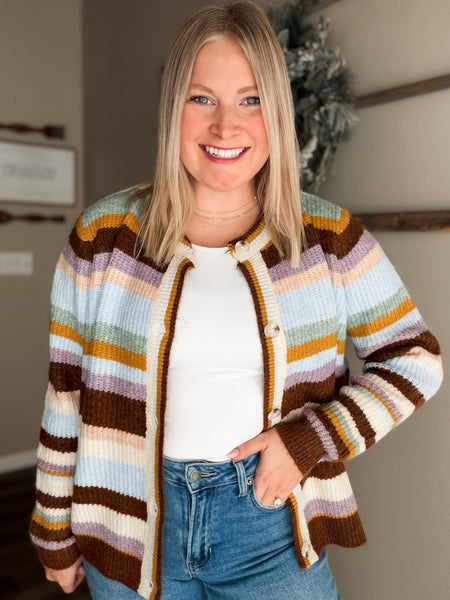 Faye Stripe Knit Cardigan