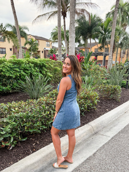 Kenedi Button Front Denim Dress