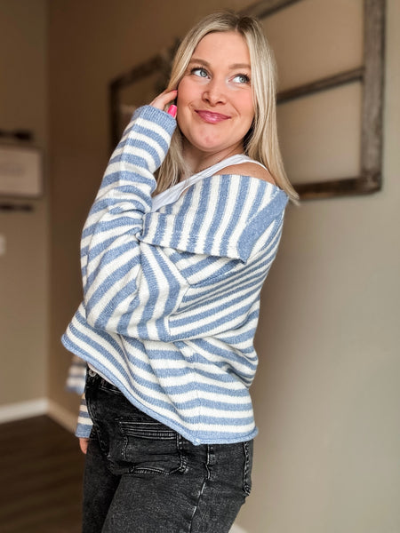Ocean Mist Stripe Cardigan