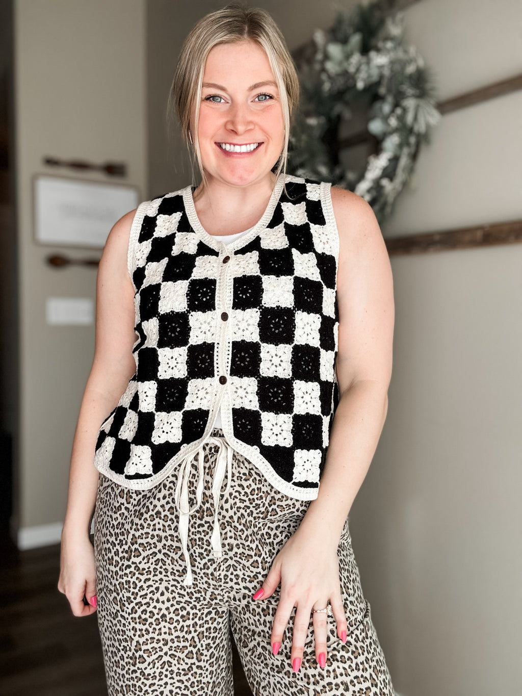 Ethel Crochet Checkered Vest