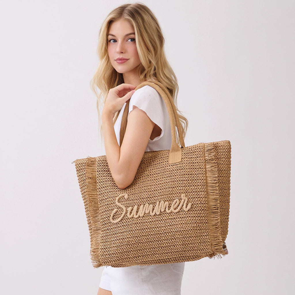 Summer Escape Straw Tote - Tan