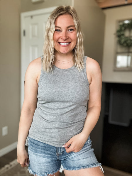 Kiri Micro-Ribbed Tank Top - Grey