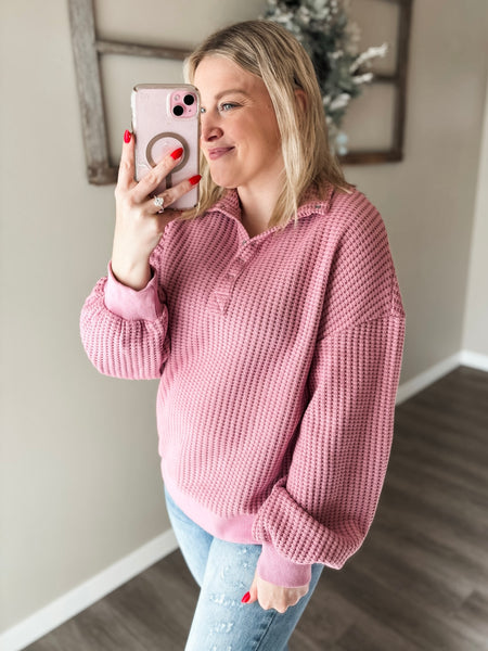 Arlowe Waffle Pullover - SIZE MEDIUM