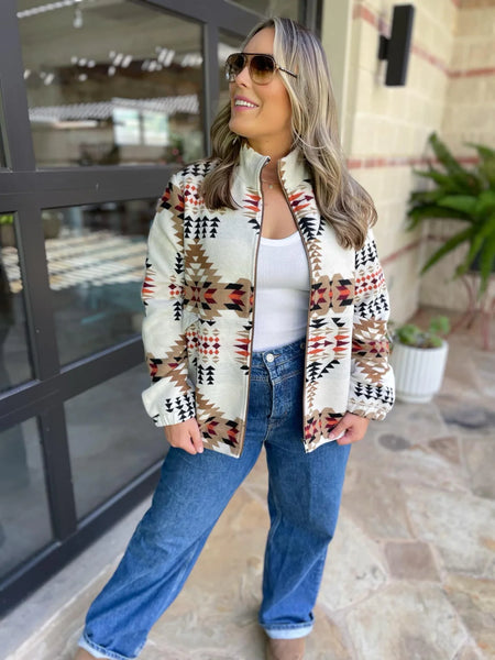 PREORDER Deidre Aztec Zip Up Jacket