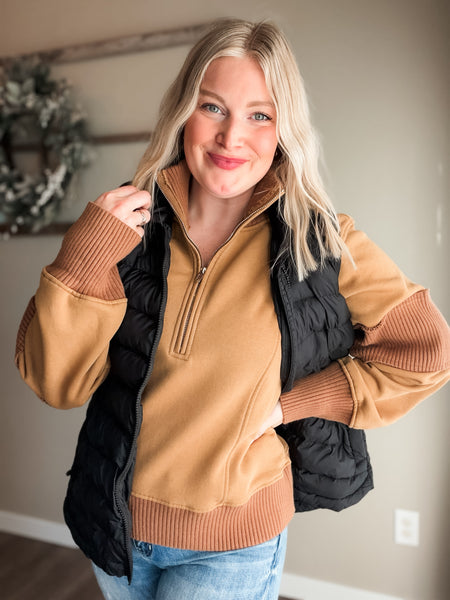 Nola Half Zip Pullover - Sepia