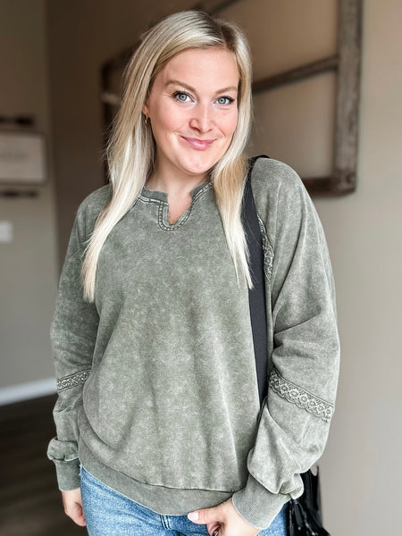 Annalisa Lace Patchwork Sweatshirt - SIZE MEDIUM
