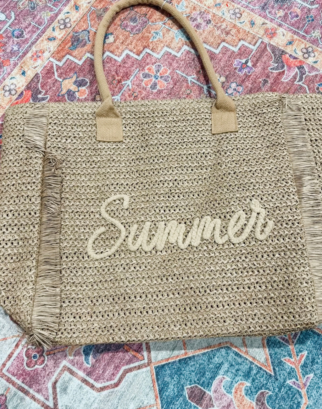 Summer Escape Straw Tote - Tan
