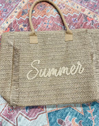 Summer Escape Straw Tote - Tan