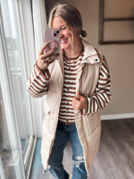 Tahoe Longline Puffer Vest - Cream