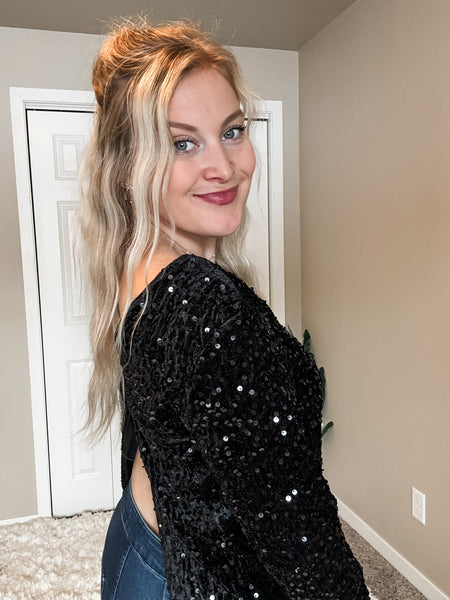 Pop The Bubbly Sequin Top - SIZE MEDIUM