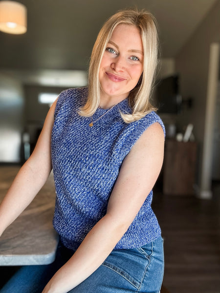 Ginny Sweater Vest Tank - Blue