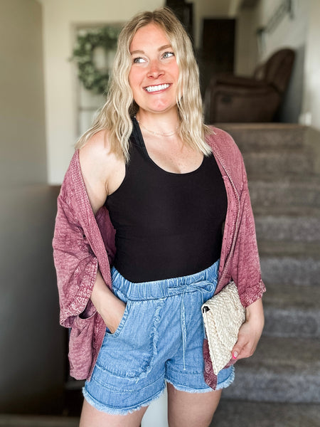 PREORDER Emberly Frayed Denim Shorts