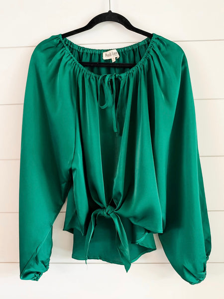 Evette Satin Front Tie Top