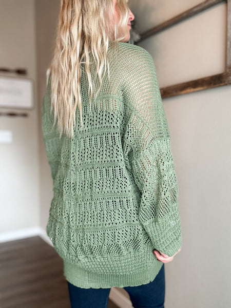 Kairi Netted Cardigan - Moss
