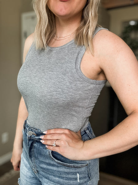 Kiri Micro-Ribbed Tank Top - Grey