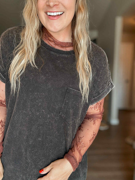 Raven Acid Wash Dress - Black