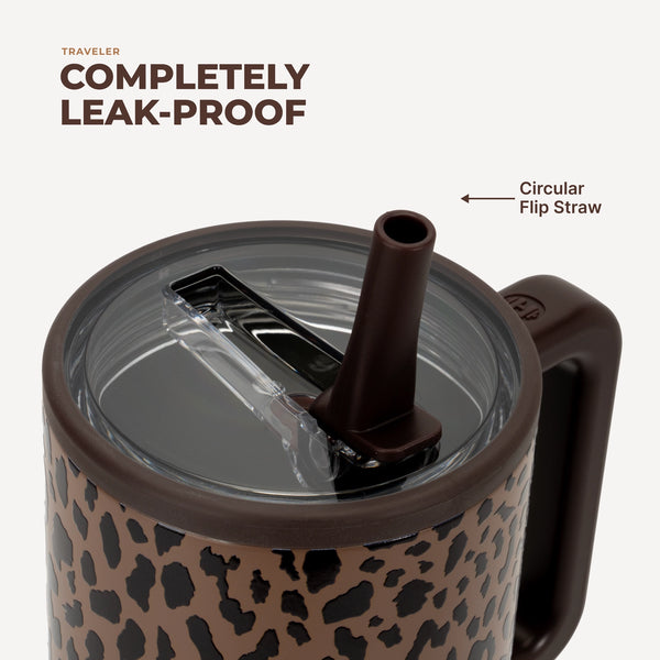 HydroJug 40 oz Traveler Tumbler - Brown Leopard