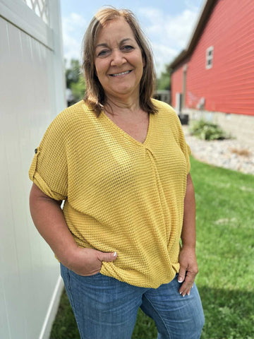 PLUS Alma Waffle Knit Top