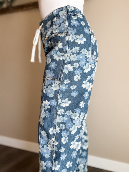 PREORDER Verbena Floral Barrel Jean
