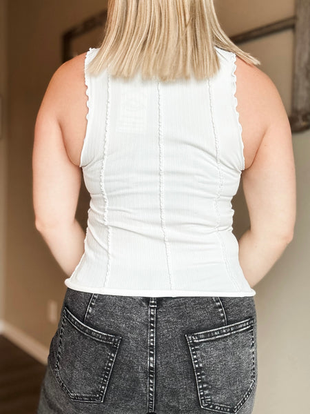 Camdyn Ribbed Tank Top - White