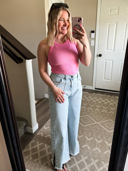 Yvie Studded Side Slit Denim