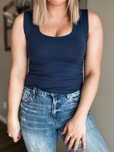 Meera Double-Layered Luxe Tank - Prussian Blue