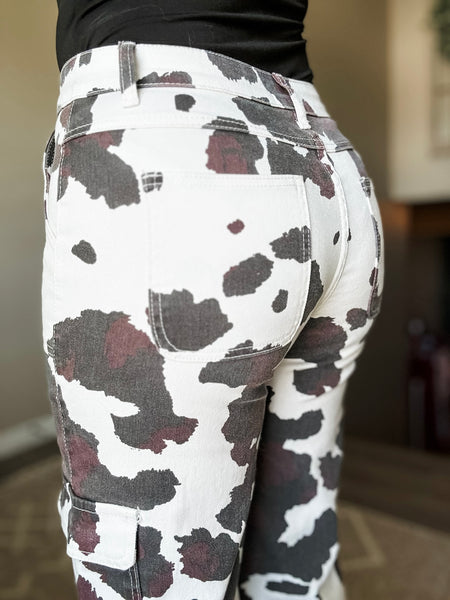 PREORDER Pasture Perfect Cow Print Denim Pant