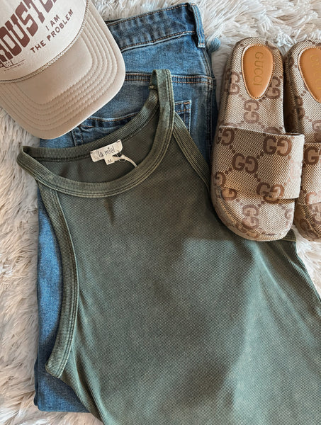 Jarrah Dyed Tank Top - Forest