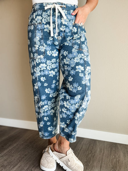 PREORDER Verbena Floral Barrel Jean