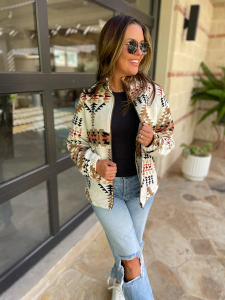 PREORDER Deidre Aztec Zip Up Jacket