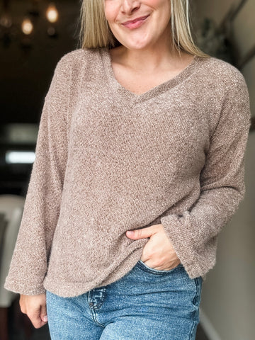 Xiana V Neck Top - Cocoa